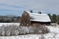 Charlestown, NH - Dean Hill Barn with Mt. Ascutney - Winter